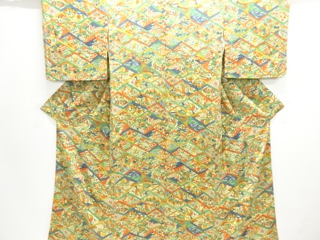 時代人物に玩具模様小紋着物